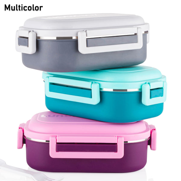 Lunch Box With Spoon Insulated Tasty Stainless Steel Leakproof (1 Set)