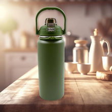 Liter Stainless Steel Water Bottle With Straw Strap  Handle  Vacuum Insulated Thermos Flask Double-walled Coffee Thermos Flask Leak-proof Water Bottle For Sports Fitness Gym (1500ml) - 13039