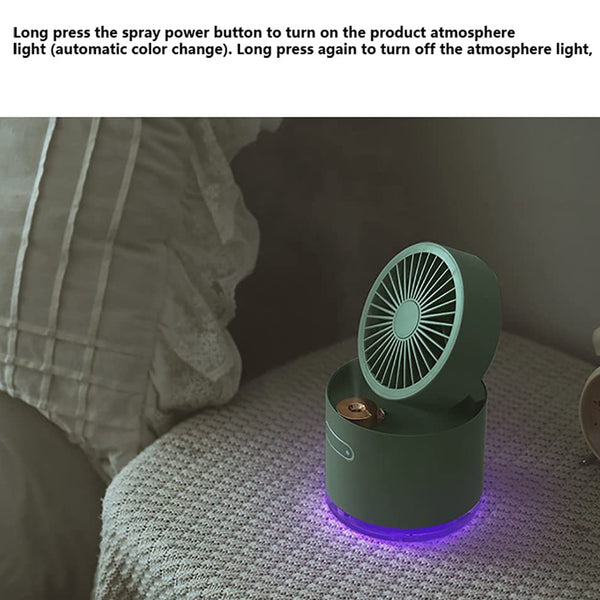 Mini Desktop Cooling Fan Automatic Shaking Head Rotating Spray Humidifier Fan Water Cooling Small Fan Desktop Mini Air Conditioning Fan With Small Water Tank (Battery Not Include) 7615
