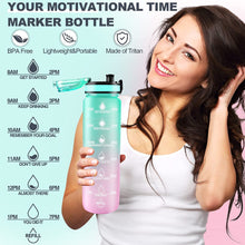 Motivational Water Bottle With Straw  Time Marker Bpa-free Tritan Portable Gym Water Bottle Leakproof Reusable Special Design For Your Sports Activity Hiking Camping