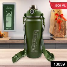 Liter Stainless Steel Water Bottle With Straw Strap  Handle  Vacuum Insulated Thermos Flask Double-walled Coffee Thermos Flask Leak-proof Water Bottle For Sports Fitness Gym (1500ml) - 13039