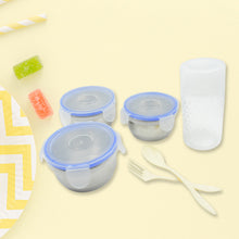 6 in 1 Tiffin Box-lunch Box  3 Stainless Steel Containers  Plastic Lid Box  Spoon  Fork Plastic Bottle  Insulated Fabric Bag  Leak Proof  Microwave Safe  5773