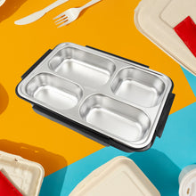 4 Compartment Insulated Lunch Box Stainless Steel Tiffin Box For Boys Girls School & Office 10034
